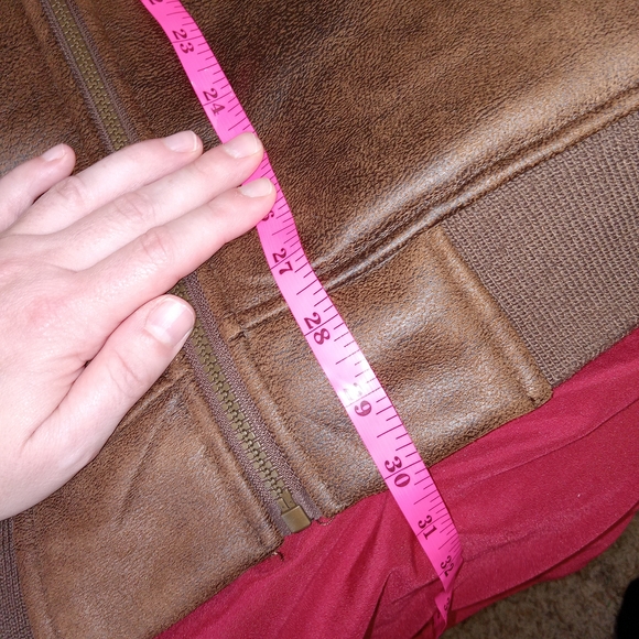 Rainforest Shearling Lined Nubuk Aviator Zip Bomber Jacket Mens Large - Picture 13 of 13